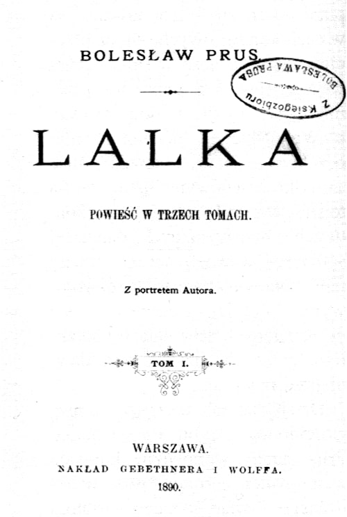 Frontespizio della prima edizione di Lalka di Bolesław Prus del 1890