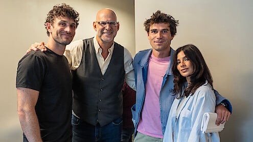 Cast e autori della serie Netflix Myron Bolitar durante la prima lettura