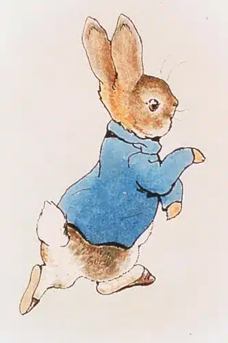 Peter Rabbit in un'illustrazione originale di Beatrix Potter del 1902