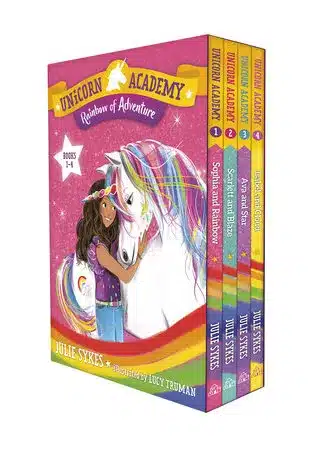 Copertine dei primi quattro libri di Unicorn Academy di Julie Sykes